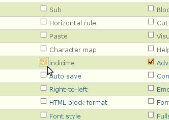Adding indicime to TinyMce
