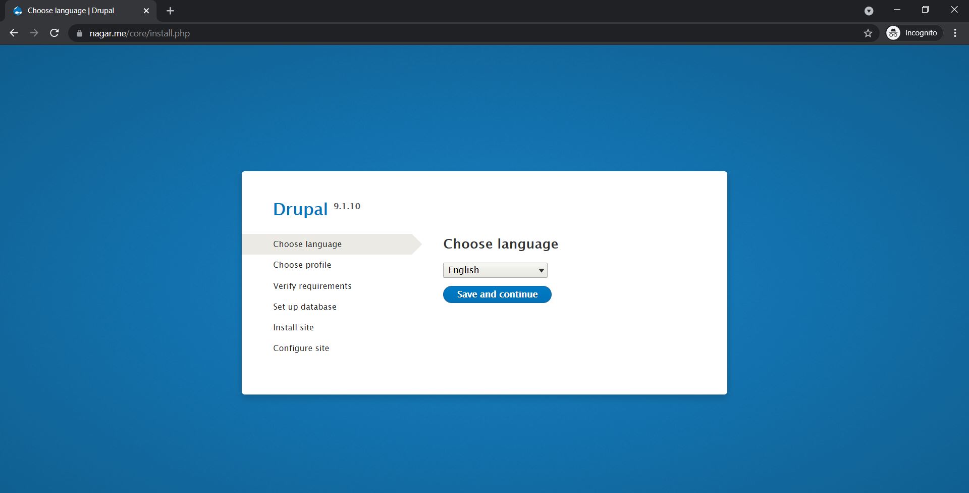 Drupal Installation Main Screen